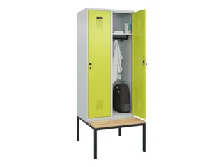 locker met bank,HxBxD 2120x800x815mm,2vak,vak B 400mm,draaigrendel - 1