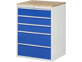 ladekast 1035x770x650mm 5laden cilinderslot RAL7035 RAL5010 beuken - 1