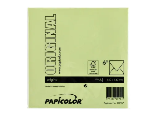 Envelop Papicolor 140x140mm appelgroen pak à 6 stuks