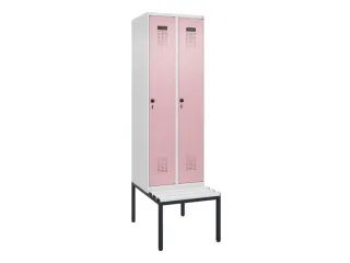 locker met bank,HxBxD 2120x600x815mm,2vak,vak B 300mm,draaigrendel - 2