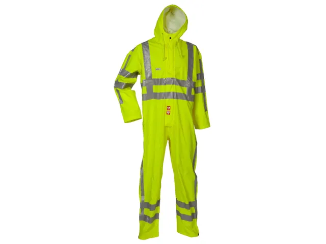 Lyngsøe FR-LR57 regenoverall, fluo geel, maat L, per stuk