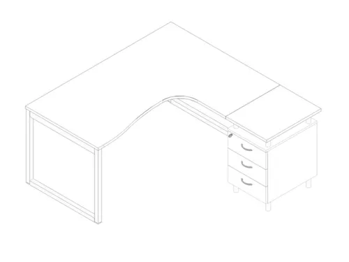 Bureauset Bureau Staand Ladeblok Rechts 730x1600x1650mm Wit