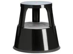 verrijdbaar opstapje,metaal,RAL9005,trede Ø 283mm,3geveerde wielen