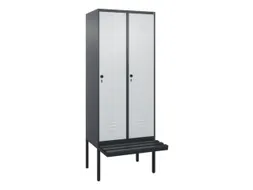 locker met bank,HxBxD 2120x800x815mm,2vak,vak B 400mm,draaigrendel
