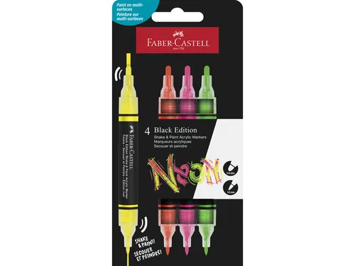 Acrylmarker Faber-Castell Black Edition Shake & Paint 4st. neon kleure