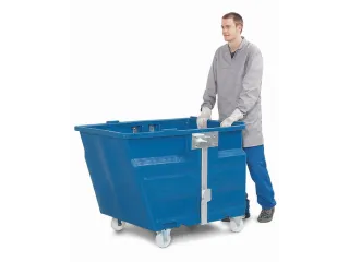 PE-kiepbak,HxLxB 900x1360x1160mm,0,8m³,draagverm. 400kg,blauw,Wielen - 1