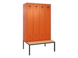 locker met bank,voor scheiding van kleding,HxBxD 2120x1200x815mm,4vak