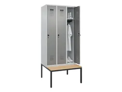 locker met bank,HxBxD 2120x900x815mm,3vak,vak B 300mm,draaigrendel