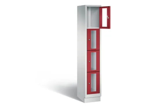 Lockerkast 1800x320x500mm 1x4 vakken Cilinderslot, Sokkel, RAL3003