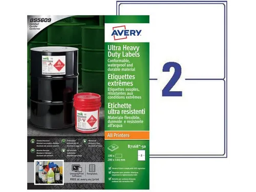 Avery B7168-50 Ultra Resistant Labels 200x144mm Heavy Duty 100 stuks