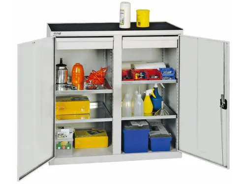 Draaideurkast Hxbxd 1000x1000x500mm 2laden 4legborden Ral7035