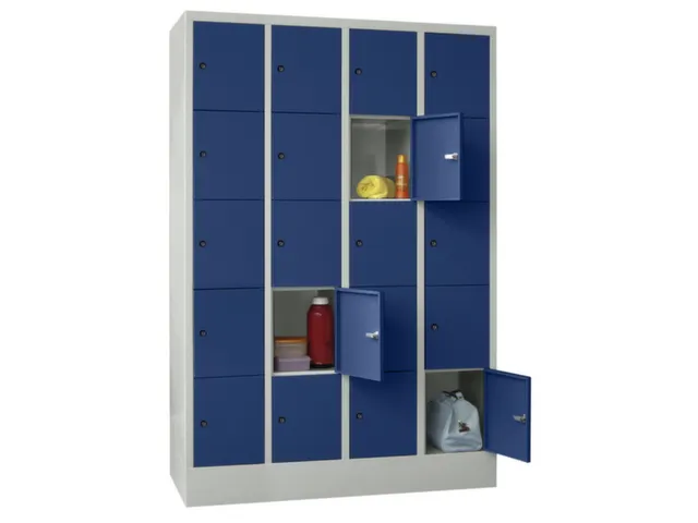 armoire multicases,4x5compartiments,RAL7035,face avant RAL5010
