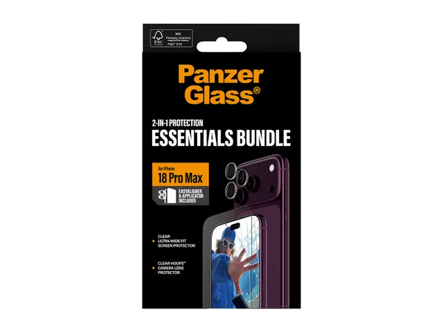 PanzerGlass 2-in-1 Essentials Bundle iPhone 18 Pro Max, Apple - iPh