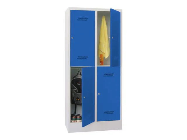dubbeldekse locker,HxBxD 1850x800x500mm,2x2vak.,RAL7035,front RAL5010