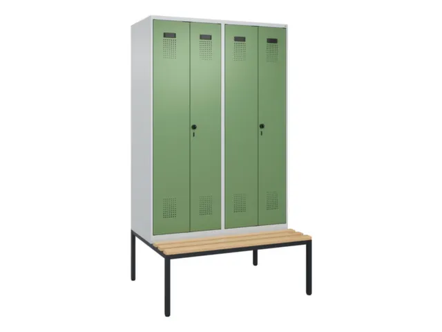 locker met bank,voor scheiding van kleding,HxBxD 2120x1200x815mm,4vak