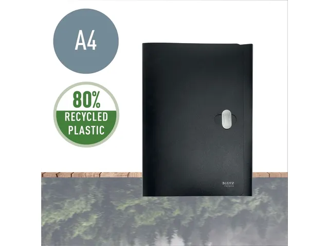 Dossiermap Leitz Recycle A4 3-kleps PP zwart