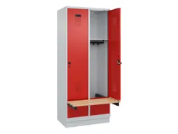 locker met bank,HxBxD 1950x800x815mm,2vak,vak B 400mm,draaigrendel