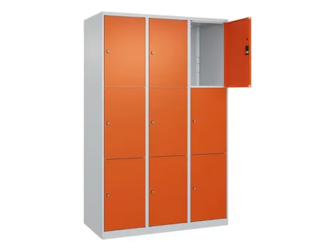 lockerkast,HxBxD 1850x1200x500mm,3x3vakken,vak B 400mm,cil.-slot