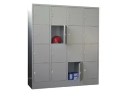 lockerkast,HxBxD 1850x1600x500mm,4x4vakken,RAL7035,front RAL5010