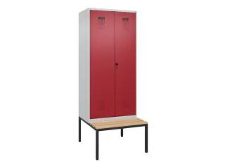 locker met bank,voor scheiding van kleding,HxBxD 2120x800x815mm,2vak - 2