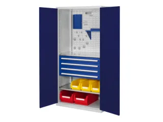 Materiaalkast Gesleufde Deuren Staal 1950x1000x600mm 4laden 2legborden - 1