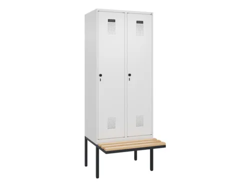 locker met bank,HxBxD 2120x800x815mm,2vak,vak B 400mm,draaigrendel