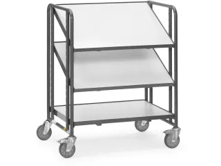Esd-eurobakkenwagen 9391 250kg 820x610mm 3 Etages Hout Ral7015 - 1