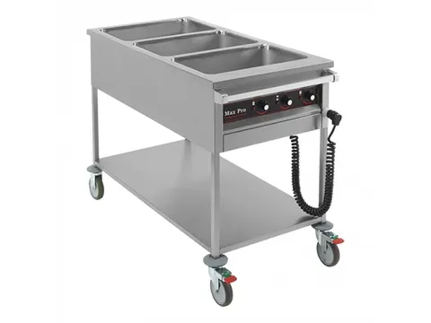 Max Pro Bain marie wagen RVS 3x 1/1 GN 200mm