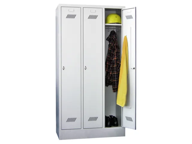 locker,HxBxD 1850x900x500mm,3vak,vak B 300mm,RAL7035,front RAL7016