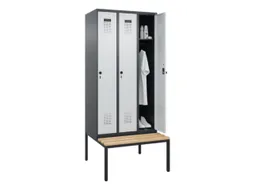 locker met bank,HxBxD 2120x900x815mm,3vak,vak B 300mm,draaigrendel