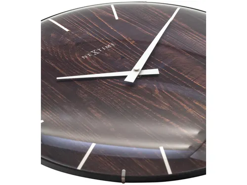 Wandklok Nextime Edge-Wood-Dome dia 35cm kunststof bruin streep