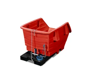 PE-kiepbak,HxLxB 790x1530x960mm,draagverm. 150kg,rood,vorkkoker - 1
