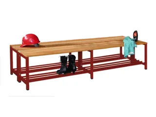 dubbele zitbank,LxD 2000x740mm,houten lijst beuken,onderstel RAL3000 - 2