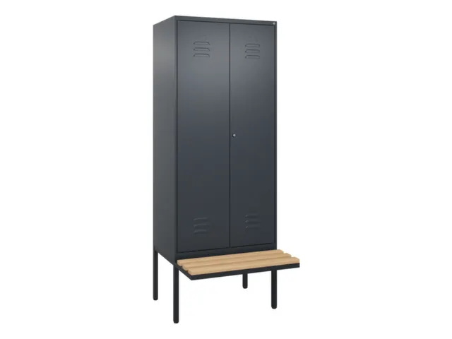 PBM-locker met bank,HxBxD 2120x800x815mm,2vak,vak B 400mm,cil.-slot