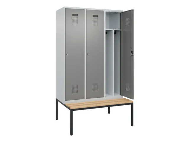 locker met bank,voor scheiding van kleding,HxBxD 2120x1200x815mm,3vak