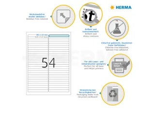 HERMA 10015 Verwijderbare etiketten A4 96x10mm Wit 1350 stuks - 5