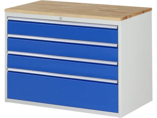 ladekast 825x1145x650mm 4laden cilinderslot RAL7035 RAL5010 beuken