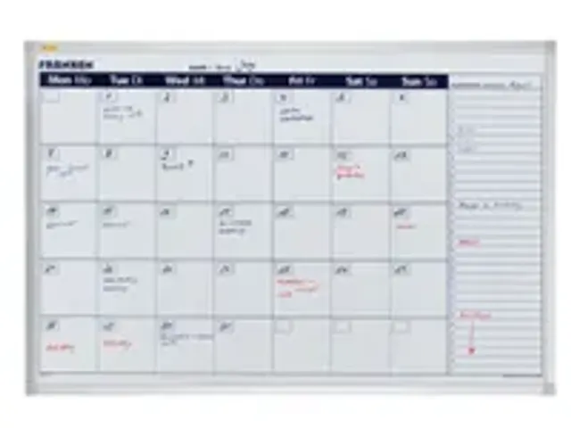 OUTLET maandplanners HxB 600x900mm gelakt magnetisch bord wit maand/pl