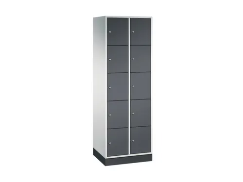 lockerkast,RAL 7035/RAL 7021,HxBxD 1950x620x500mm,2x5vakken,cil.-slot