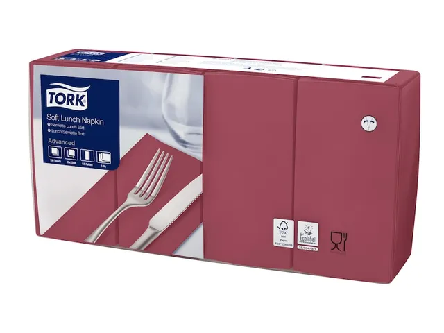 Tork 477418 Soft Lunchservet Advanced Bordeaux 33x33cm