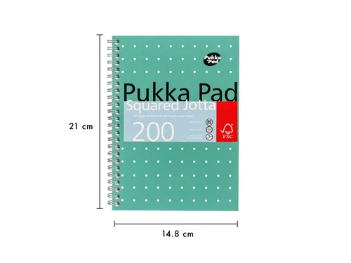 Notitieboek Pukka Jotta A5 ruit 5x5 100vel/200pag 80 gram groen