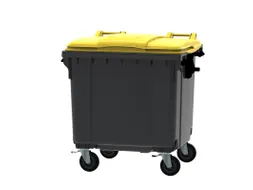 Container 1100 liter vlak deksel Grijs Geel