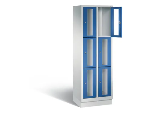 Lockerkast 1800x610x500mm 2x3 vakken Cilinderslot, Sokkel, RAL5010