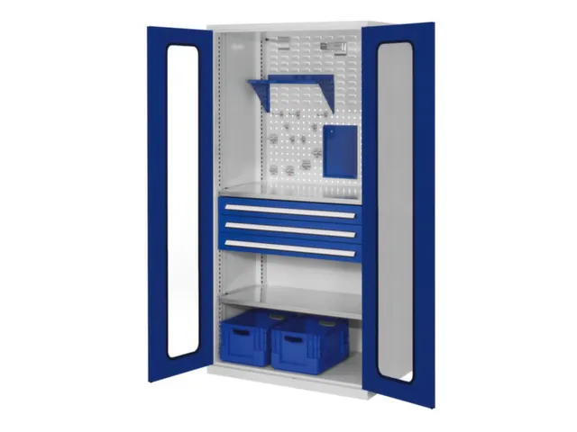 Materiaalkast Vensterdeuren Staal Hxbxd 1950x1000x600mm 3laden Ral5010