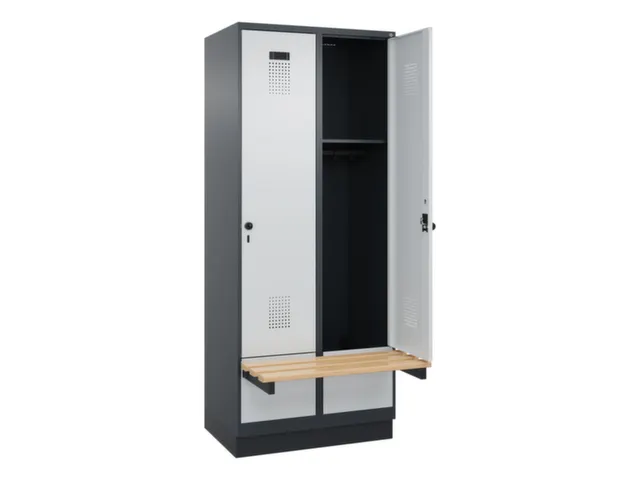 locker met bank,HxBxD 1950x800x815mm,2vak,vak B 400mm,draaigrendel