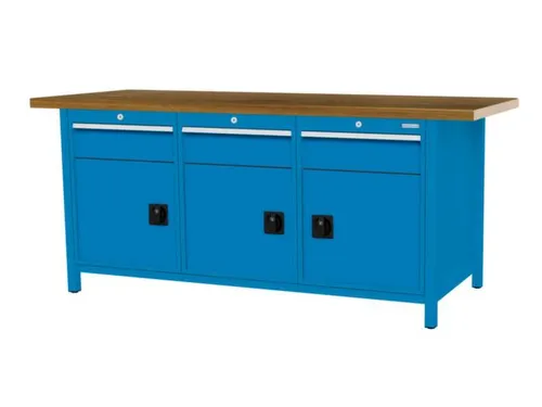 werkbank,HxBxD 860x2000x750mm,onderstel RAL5012,fronten RAL5012