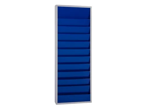 orderplanner,20vakken,HxBxD 1278x554x74mm,plank(en) plaatstaal,blauw
