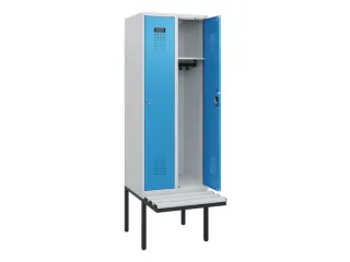 locker met bank,HxBxD 1950x600x815mm,2vak,vak B 300mm,cilinderslot - 1