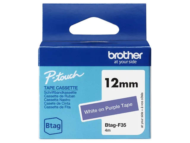 Brother BTAG-F35 labelprinter tape Wit op paars