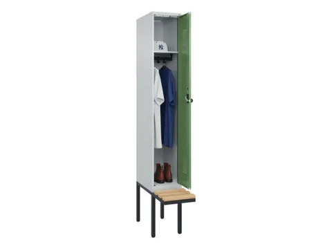 locker met bank,HxBxD 2120x300x815mm,1vak,vak B 300mm,draaigrendel